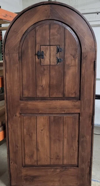 Alder solid lumber DOOR arched winery castle story book iron speakeasy custom 3