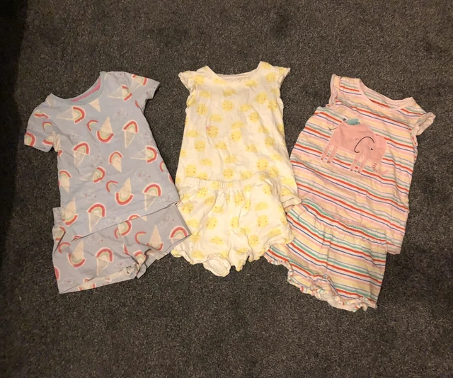 Ragazze 5-6 anni 3 paia pigiami estivi corti stampa arcobaleno Next M&S