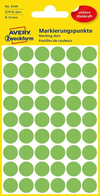 AVERY Zweckform 3149 selbstklebende Markierungspunkte (Ø 12 mm, 270 Klebepunkte