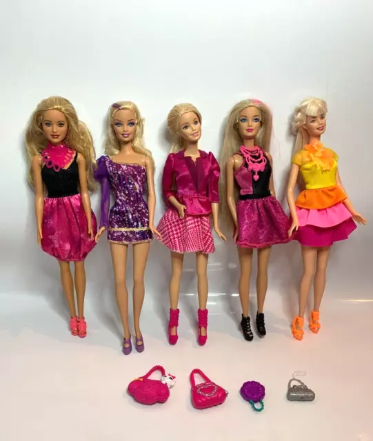 Bellissimo pacchetto bambole Mattel Barbie lotto lavoro ragazze bambole BELLA Barbie x 5 (H6)