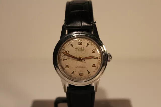 Vintage Rare All Steel Men's Swiss Automatic Mechanical Watch"Oebra"/ Eta 17 J 2