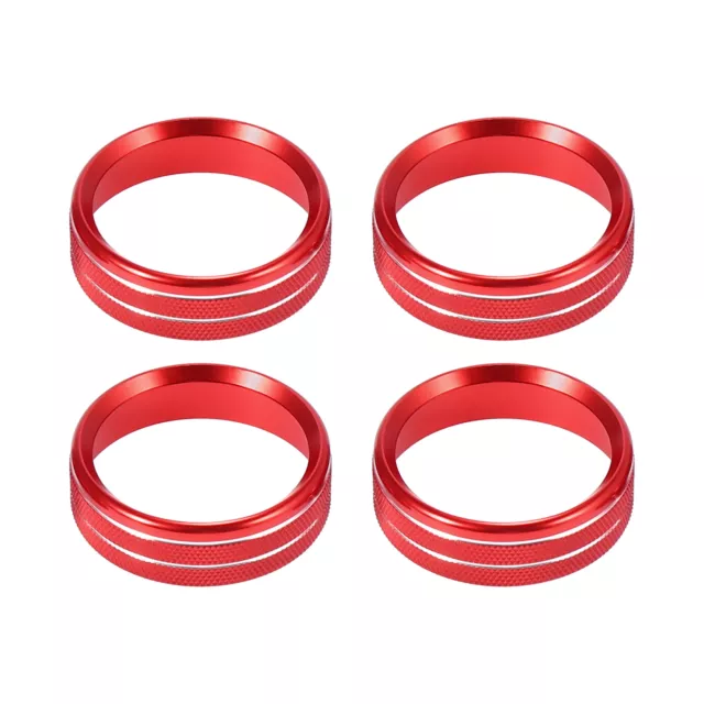 4pcs Air Conditionneur Bouton Anneau Couvercles Aluminium pour Voiture Rouge