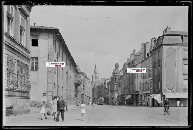Thionville, Straße De Paris, Platte Gläser Foto, Negativ Schwarz & Weiß 10x15 CM