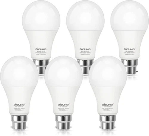 DiCUNO Bayonet Light Bulbs, 100W Equivalent, 5000K 15W, Daylight White 5000k