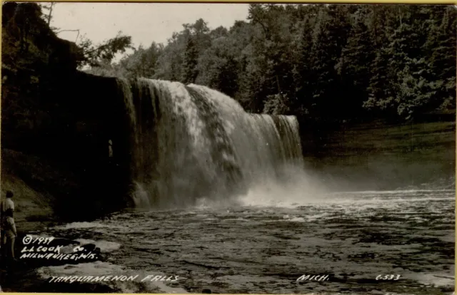 VTG Tahquamenon Falls Michigan MI RPPC Photo Postcard A6