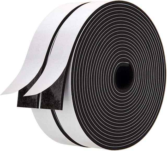 2 Rolls Foam Strips With Adhesive Thick Neoprene Weather High Density Tape Seal