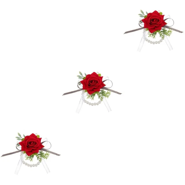 3x Pulsera Rosa Perla Rosa Perla Compromiso Boda Baile Fiesta Pulsera
