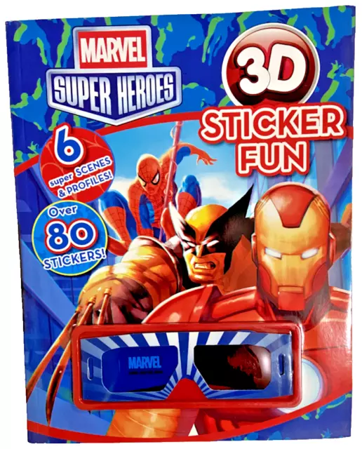 Pegatina divertida 3D de Marvel Super Heroes - 6 súper escenas y perfiles más de 80 pegatinas