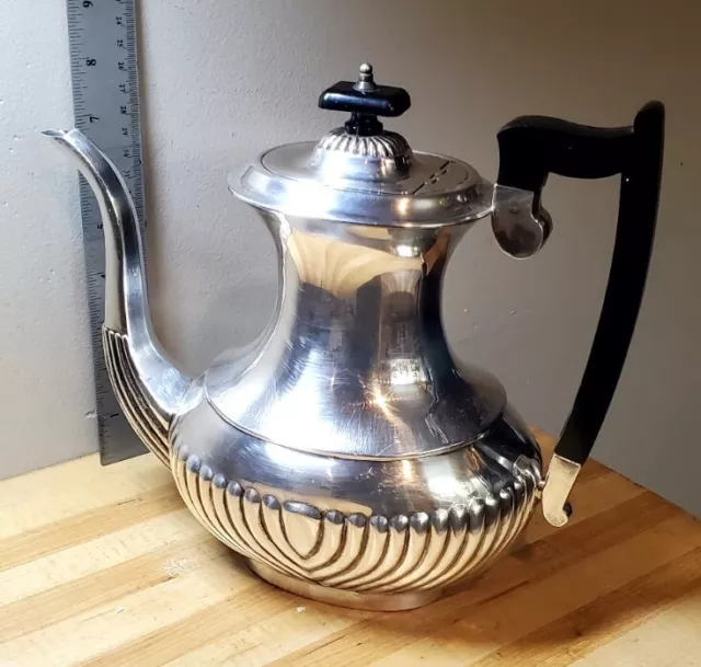 Vintage LEONARD Silver Plate Coffee/ Tea Pot w/ Ebony Handle