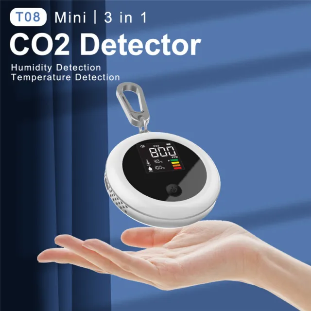 3 in 1 Carbon Dioxide Detector Monitor Temperature Humidity Air  CO2 Digital
