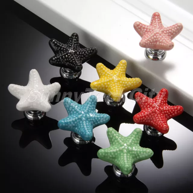 5x European Style Ceramic Starfish Knobs Drawer Cabinet Closet Door Pull Handles