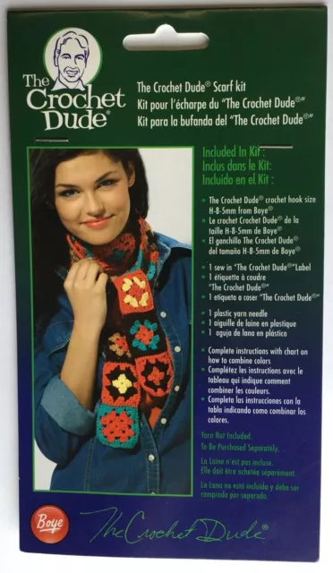 Boye Crochet Dude Scarf Kit From Simplicity - Crochet Kit Pattern Yarn