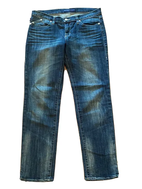 Rock and Republic Womens Faded Blue Jeans Berlin Size 10  Waist 34” Inseam 29.5”