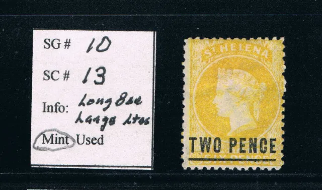 St Helena - 1873 - 2d QV Yellow - Ovptd "Two Pence" - SC 13 [SG 10] MINT - B4