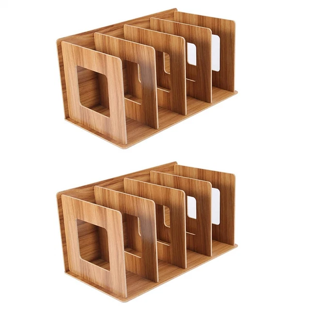 2X Detachable Wooden 4 Sections Storage Rack Box Desktop Board DIY Organize D3Z4