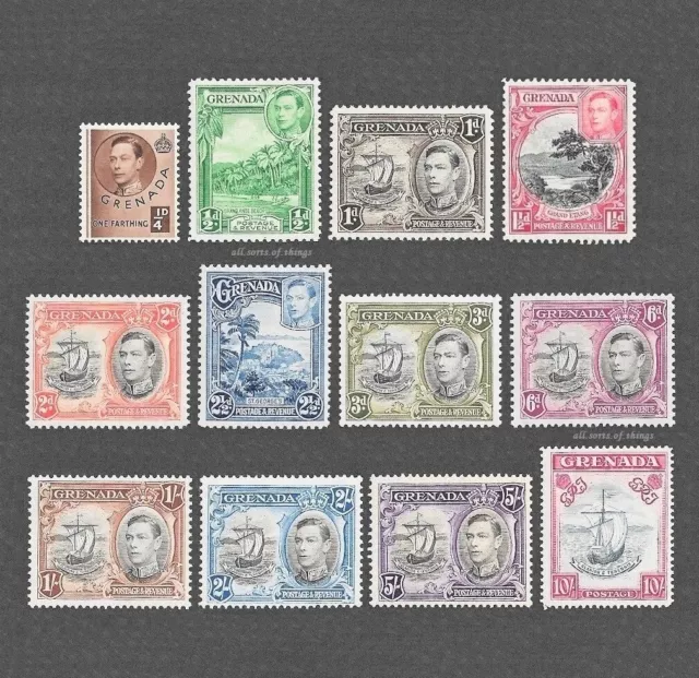 Grenada 1938-1950 Complete Definitive Set of 12 sg152-sg163e MNH