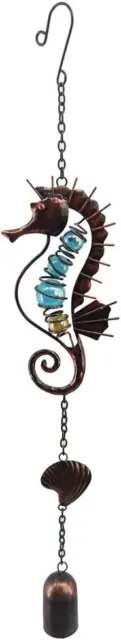 Comfy Hour Under Sea Collection 20" Metal Art Seahorse Scallop Conch Windchime