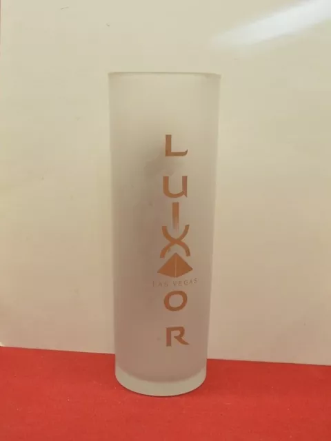 Luxor Las Vegas Frosted Gold Trim Specialty Drink Glass Tumbler 2003 ~7" tall