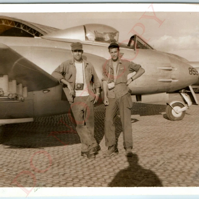 1953 KOREAN WAR Airmen & Gloster Meteor Mk Jet Real Photo US Air Force ...