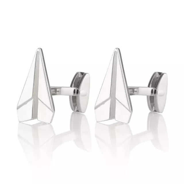 Unique Solid 935 Argentium Silver Paper Plane Fabulous Fantastic Cufflinks