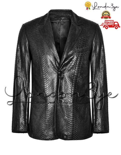 Herren Python Leder Blazer Herren schwarz Schlangenhaut Mantel Herren Schlangenanzug Jacke