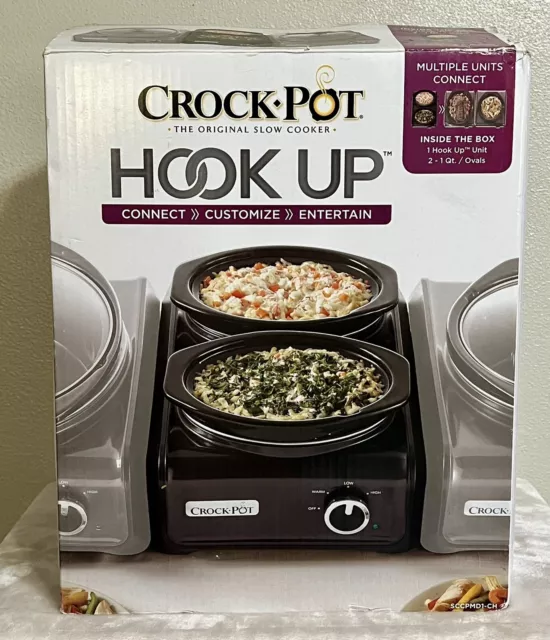 Crock-Pot Hook Up Double 1-qt Connectable Entertaining System NIB SCCPMD1-CH 2