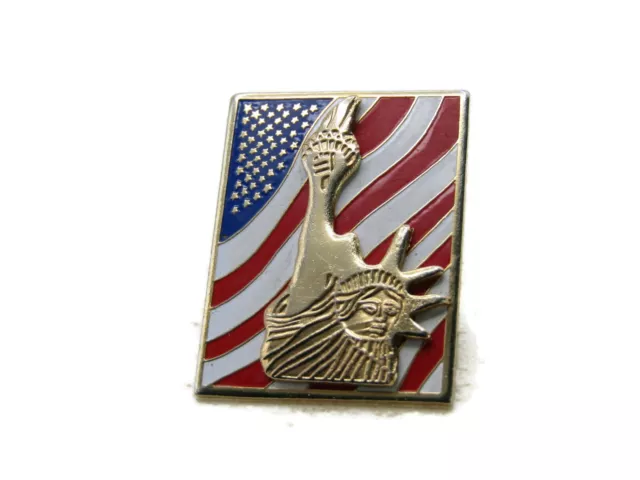 American Flag & Statue Of Liberty Pin Gold Tone