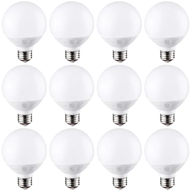 12 Pack G25 LED Vanity Globe Light Bulbs, 6W Equivalent 40W, 2700K/3000K/5000K