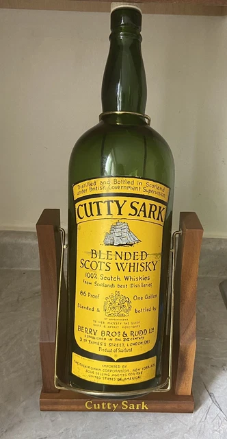 Vintage Cutty Sark Blended Scotch Whiskey Bottle On Stand / Tilt Bar Decor Vintage Cutty Sark Blended Scotch Whiskey Bottle On Stand / Tilt Bar Decor