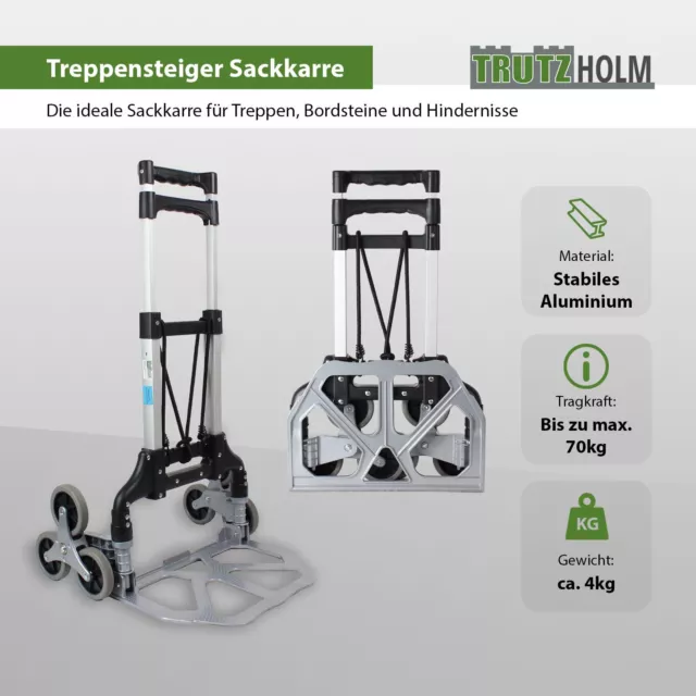 Treppensackkarre Sac à Roulettes Monte-Escalier Aluminium Pliable 70 KG Chariot