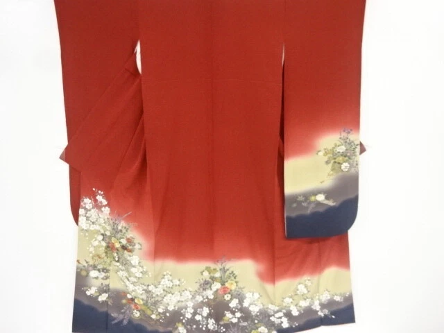 82776# Japanese Kimono / Furisode / Embroidery / Floral Cart