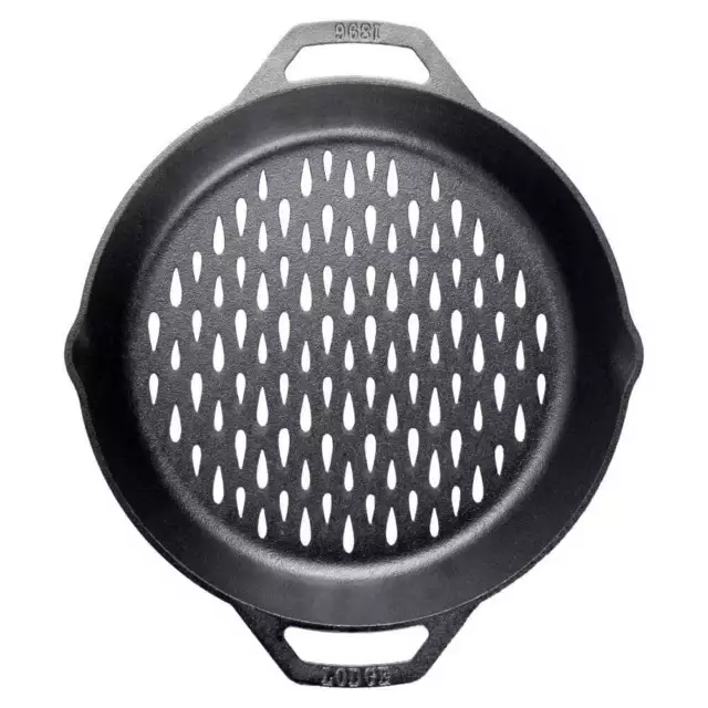 Cast Iron Grilling Basket with Dual Handles for Outdoor Grill or Open Fire