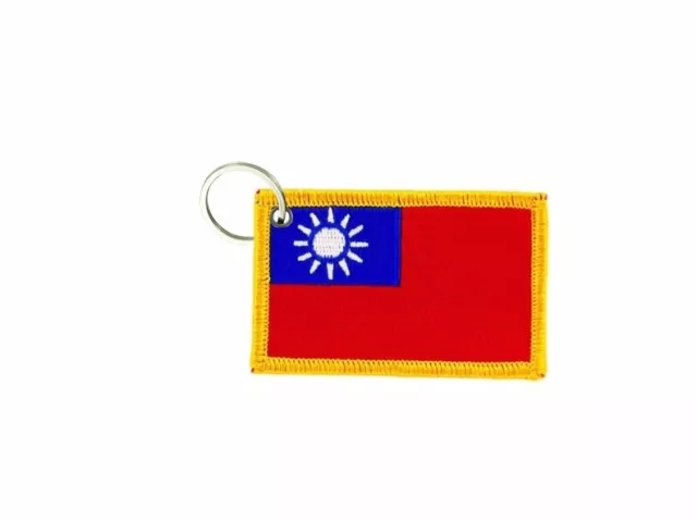 Keychain keyring embroidered embroidery patch double sided flag taiwan