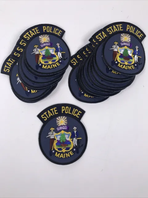 20 MAINE STATE POLICE PATCH 4.3”x3.6” Embroidered Shoulder NEW VINTAGE Lot