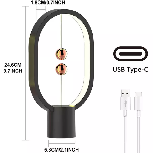 USB LED Heng Balance Lamp Magnetic Night Light Eye-Care Desk Table Lamp Decor UK 2