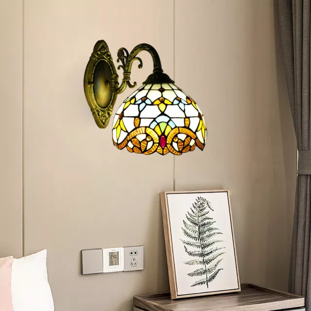 Retro Wandleuchte Landhausstil Tiffany Wandlampe Schlafzimmer Nachttischlampe