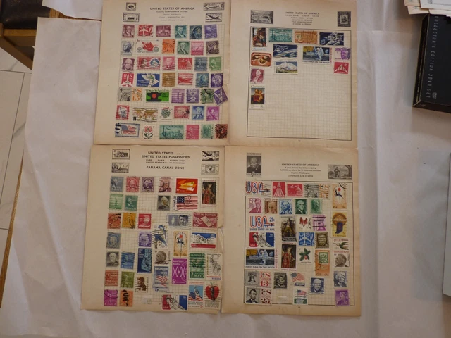 Usa Old Stamps Hinged On 4 Album Pages (P26)