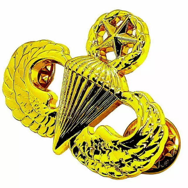 US ARMY AIRBORNE MASTER Parachutist Paratrooper Jump Wings Pin GOLD