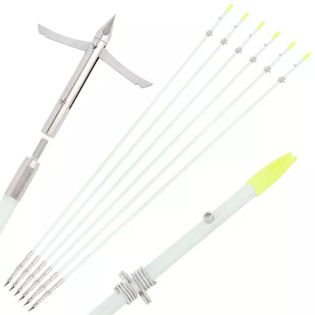 Archery Bowfishing Arrows Solid Fiberglass Broadheads Bow Fishing Hunting Shoot