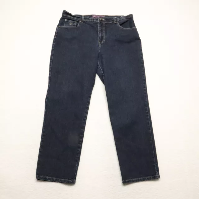 Gloria Vanderbilt Women's Size 14 Short Blue Straight Leg Dark Wash Stretch Jean