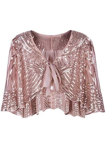 1920s Vintage Style Cape Jacket Embellished Bridal Shawl Capelet Flapper