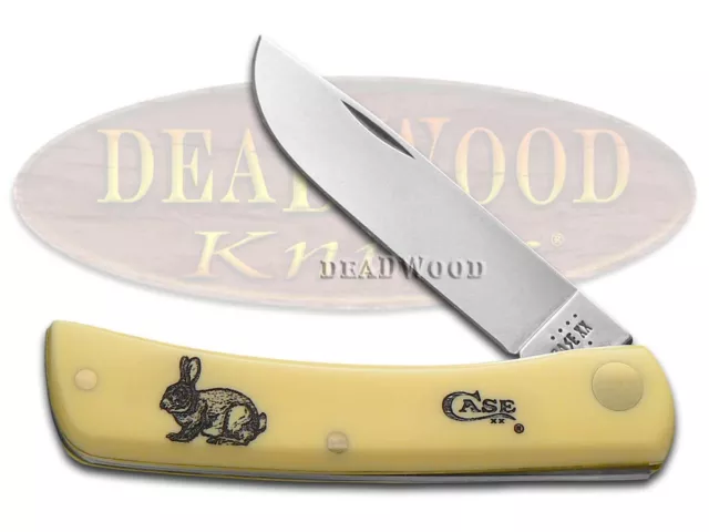 Case xx Sodbuster Jr Rabbit Scene Etched Yellow Synthetic 1/600 Stainless Knife