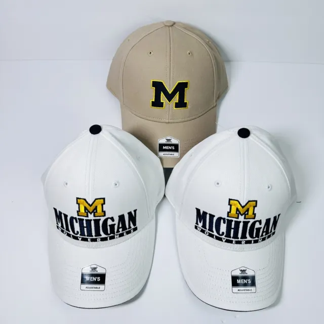 Michigan Wolverines Yellow and Blue Embroided Logo Snap-Back Hats Lot of 3!