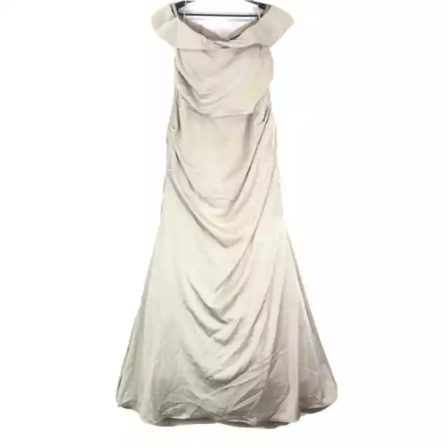 La Femme Womens size 20 dress 28110 champagne off shoulder pleated satin gown