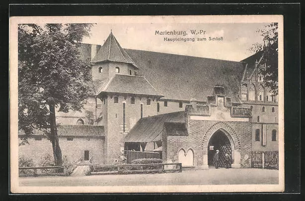 Marienburg / Malbork, Haupteingang zum Schloss, Ansichtskarte