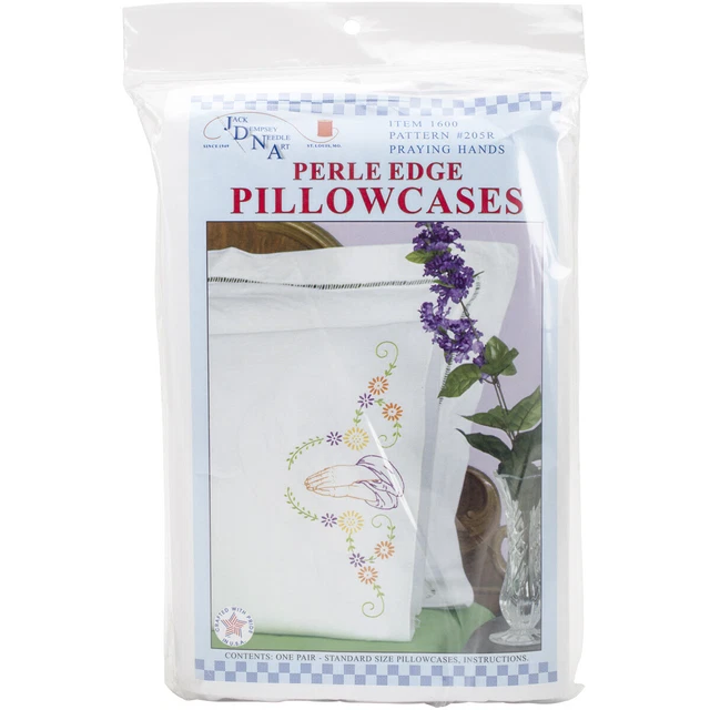 Jack Dempsey Stamped Pillowcases W/White Perle Edge 2/Pkg-Praying Hands -1600 20