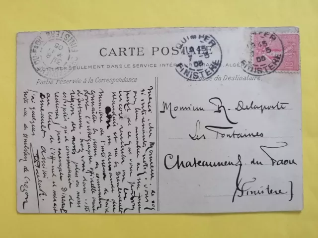 CPA PERSONNALITÉ Écrite en 1905 à Raymond DELAPORTE Défenseur LANGUE BRETONNE