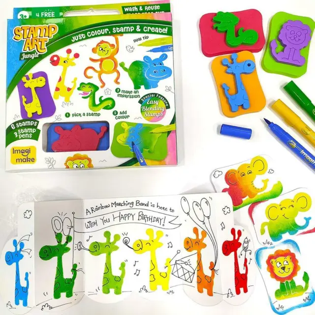 Bajo Costes Creativo Aprendizaje Actividad Kit Sello Arte Selva DIY Niños Set 3+