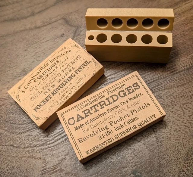 Authentic Richmond Arsenal .44 Caliber Revolver Paper Cartridge Box - Reproduction From Hungary