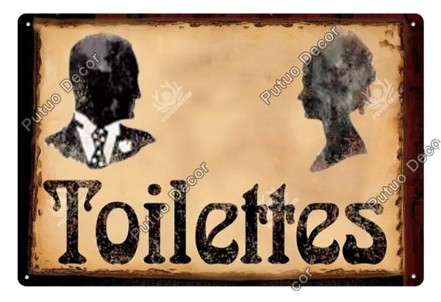 Toilettes Metal Tin Sign Retro WC Poster Toilet Restroom Bathroom Plaque